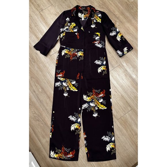 NWT Madewell Satin Pajama Jumpsuit in Blooming Oasis - Picture 6 of 12